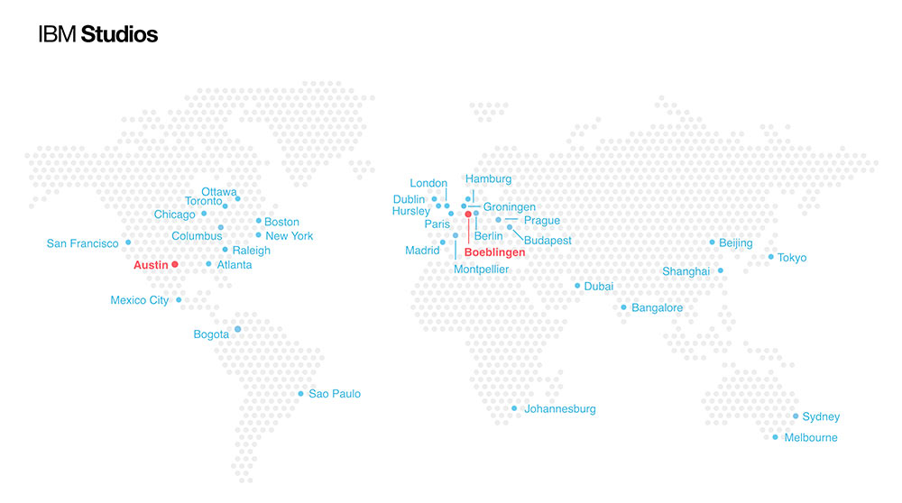 A map of all IBM Studios Worldwide